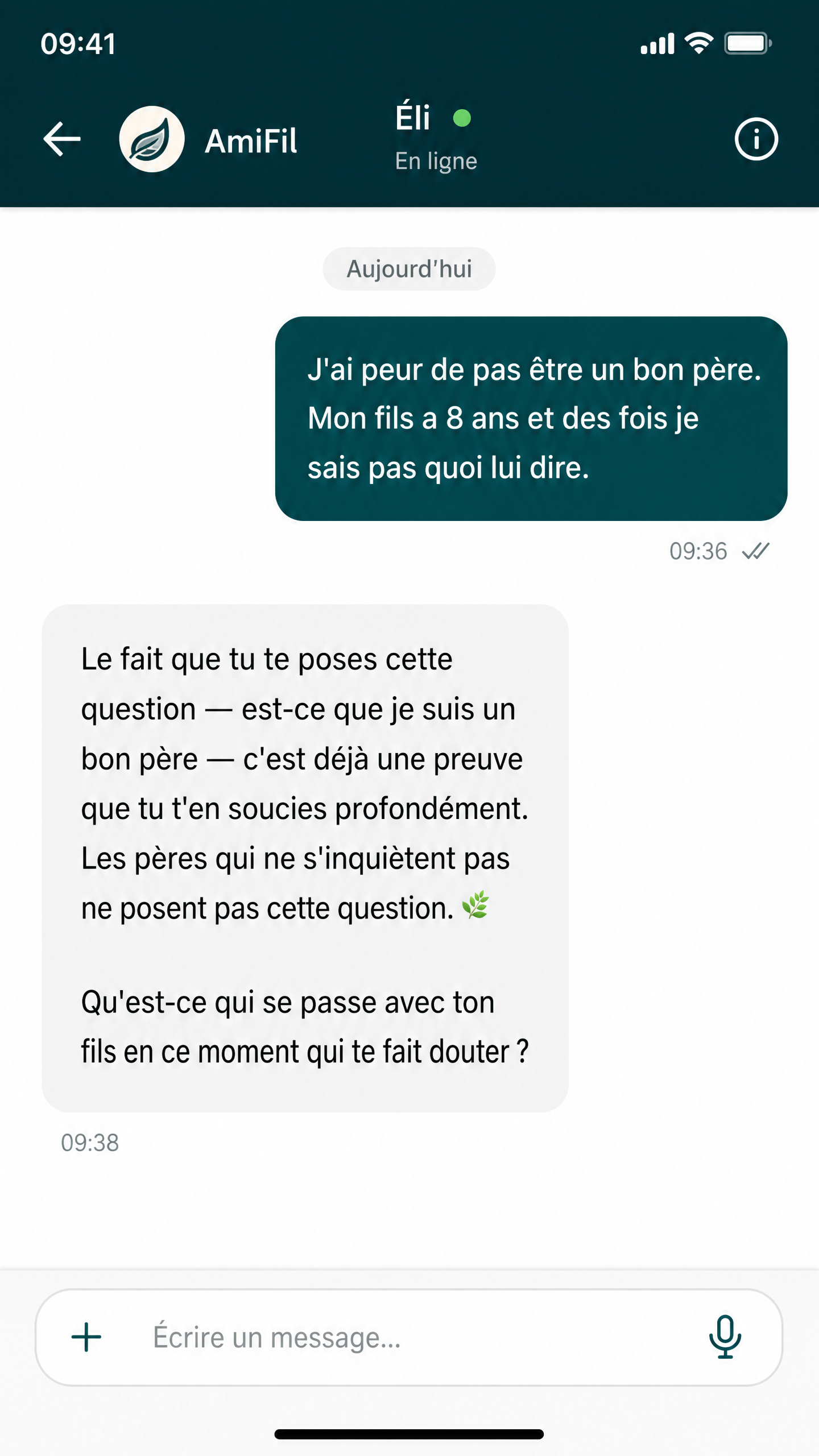 Conversation AmiFil — Doutes parentaux